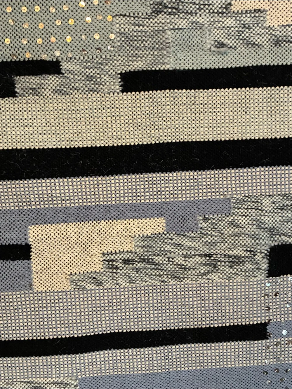 New. Wool Handwoven Boho Geometric Wall Hanging Decor - Beige, Gray & Black